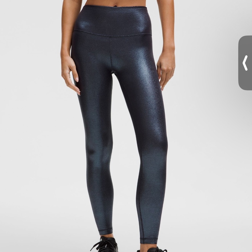 lululemon align high-rise ribbed pant 28” in radiant foil print black night
